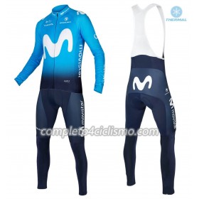 Completo Maglia ML + Pantaloncino con bretelle ML 2018 Movistar Team N001 Winter Invernale